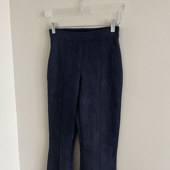 Spanx perfect Faux Suede Flare Pull on Pants S Navy Stretch High Waisted - Picture 10 of 14